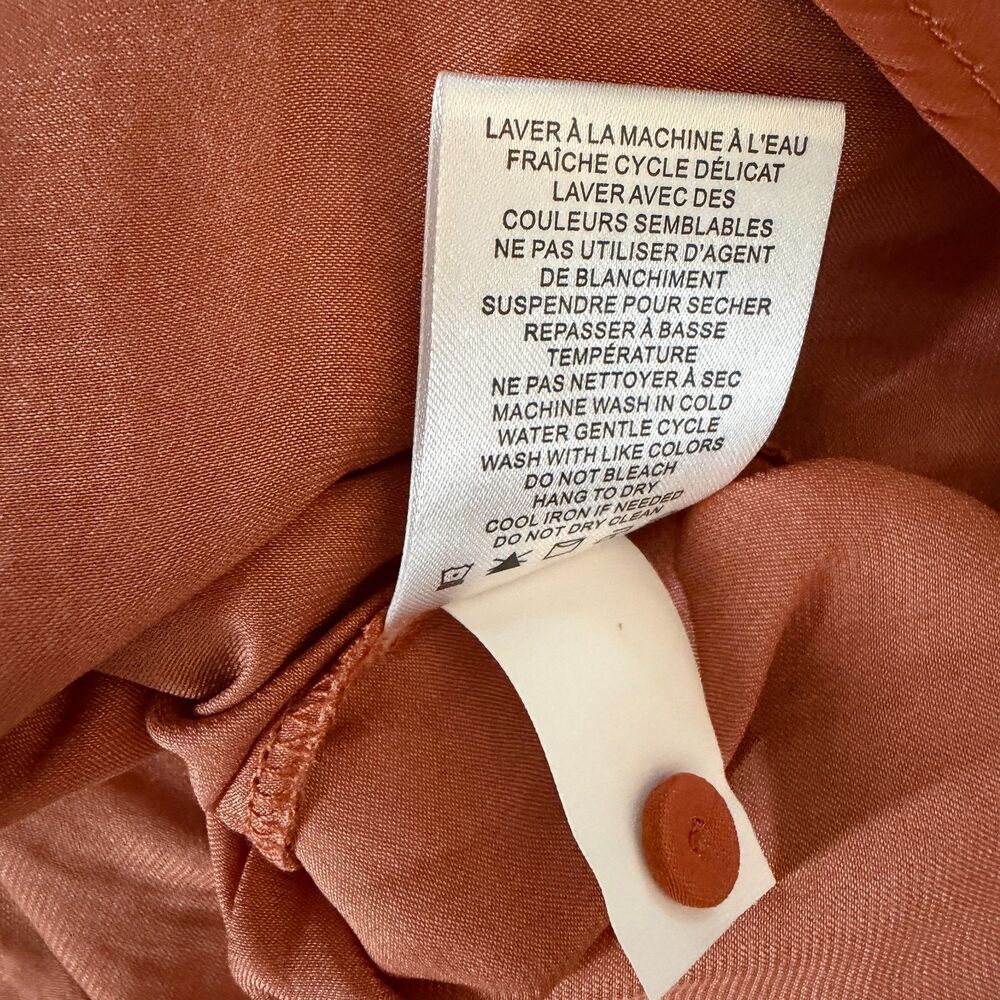 Maison d Amelie Smocked Blouse Shirt Top V Neck Orange XS NWT - Picture 6 of 6